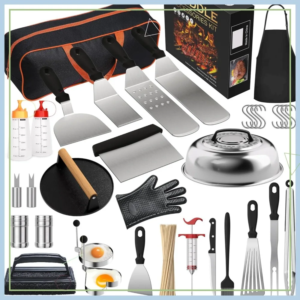 

134-Piece Griddle Accessories Kit for Blackstone Flat Top Grills, Includes Dome, Press, and Tools for Outdoor BBQ