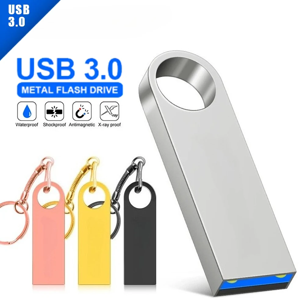 

Металлическая флэш-накопитель USB 3.0, 128 ГБ, 64 ГБ, серебристый, высокоскоростной ​ ​ Pen Drive 32 ГБ 16 ГБ Водонепроницаемый брелок с памятью U-диск Золотой