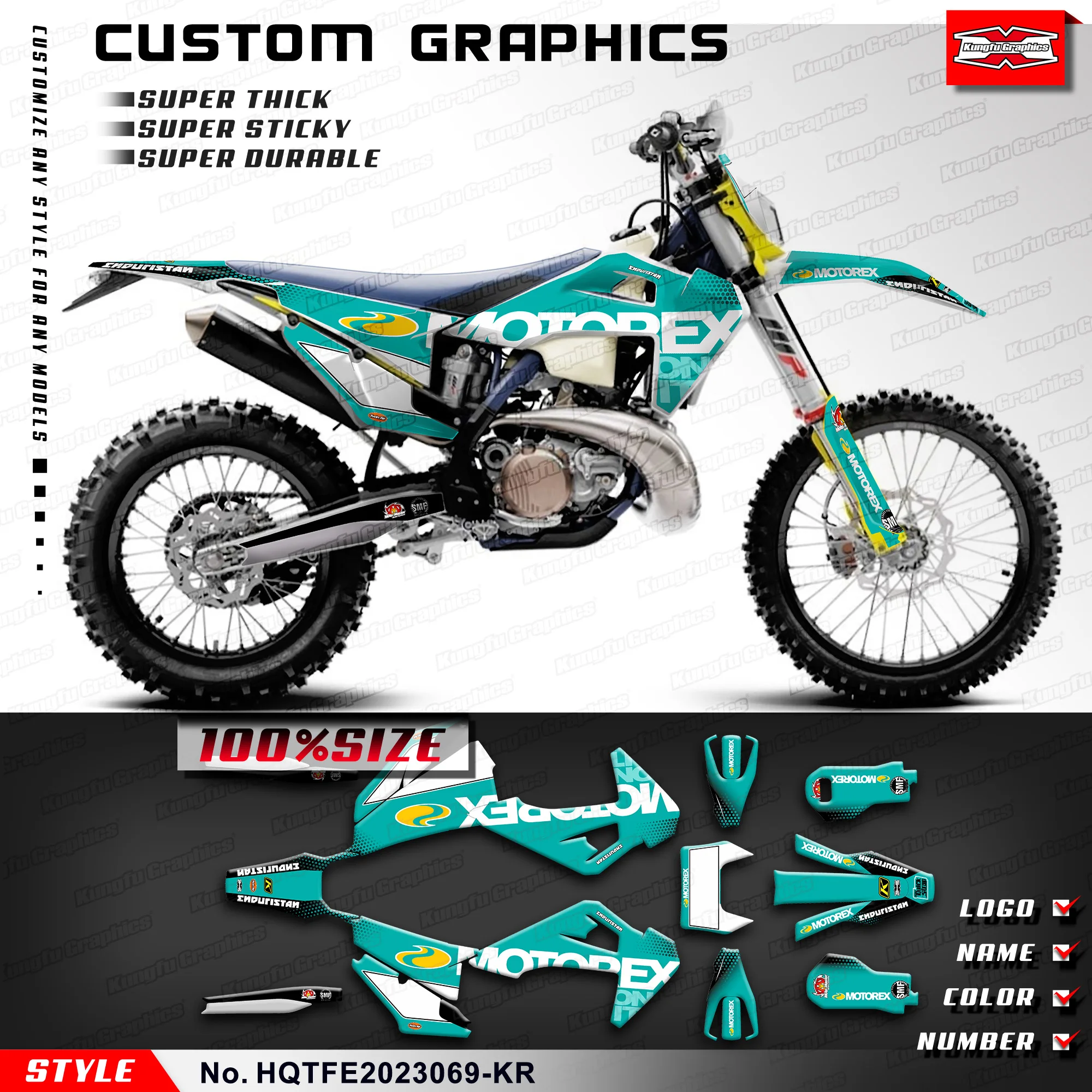 KUNGFU GRAPHICS Adhesive Sticker Vinyl Wrap for Husqvarna TE FE TC FC TX FX FS 2019 2020 2021 2022 2023,Graphics Decal Design