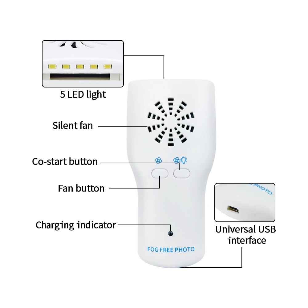 Dental Anti-Fog Mirrors Set Mirror Stainless Steel Orthodontic Reflectors Fog Free Intraoral Photography Dentist With LED Light