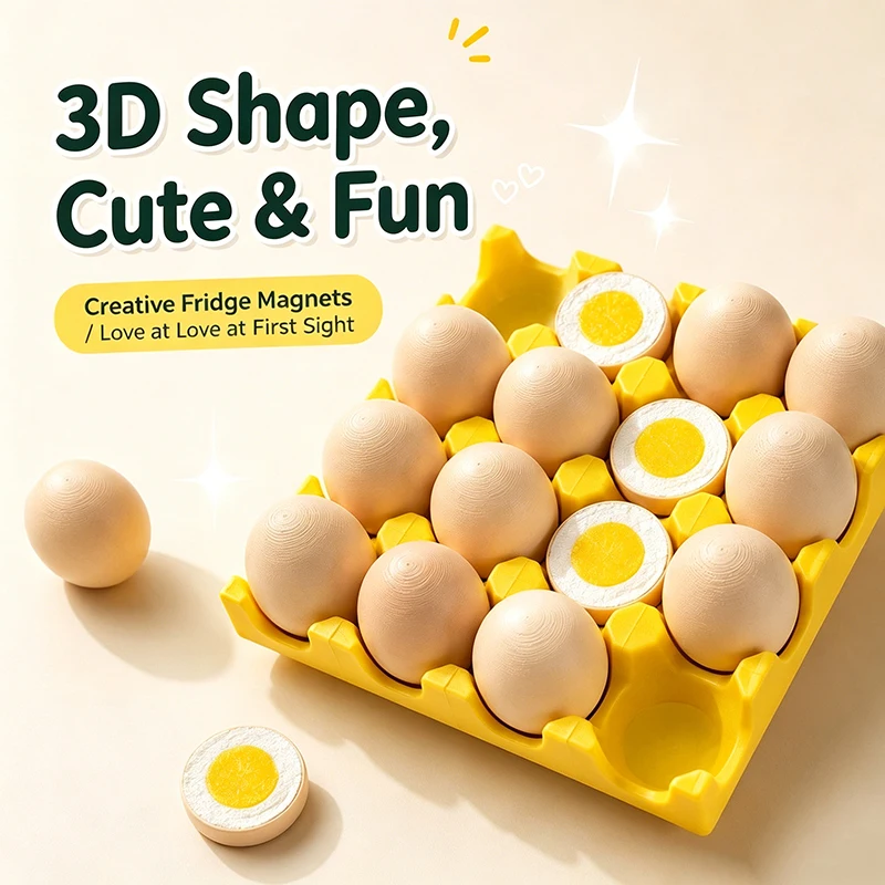 Aimants de réfrigérateur amusants en forme d'œuf, ensemble de mini-aimants mignons pour réfrigérateur, porte-photos et porte-notes, 16 œufs (14 entiers + 2 demi-œufs)