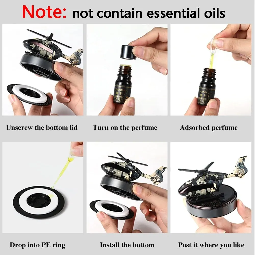 Car Air Freshener Solar Helicopter Interior Accessories Decoration Propeller Rotating Auto Flavoring Perfume Diffuser Supplies image 5