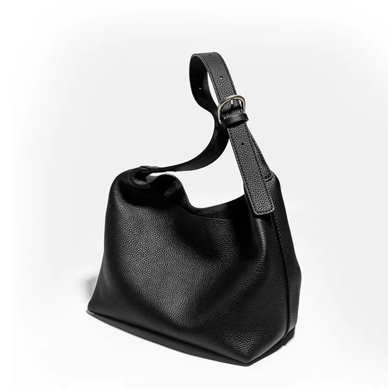 

New style Ladies Genuine Leather First Layer Cowhide Underarm Bag Retro Design Large Capacity Soft Leather Shoulder MessengerBag