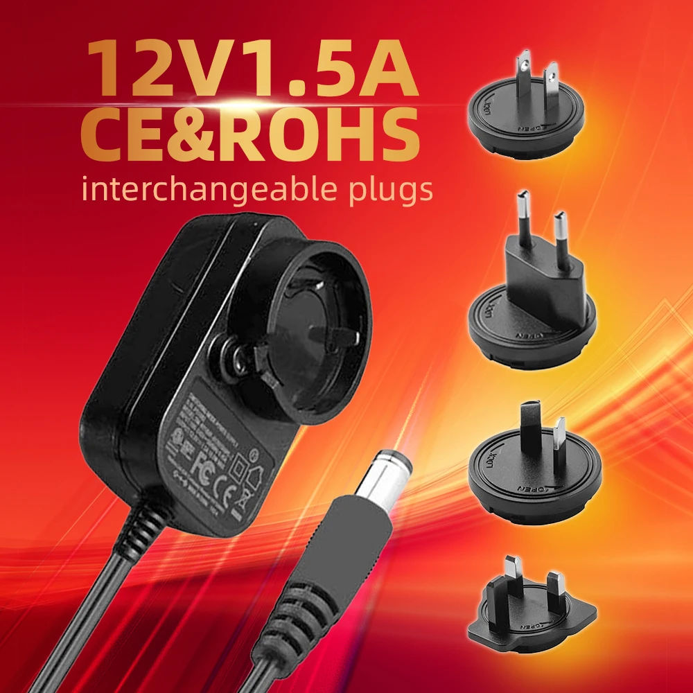 12V Power Supply Adapter 12V 1.5A  Universal AC to DC Charger Power Cord EU AU UK US 12V Charger for Camera DVR Router 5.5X2.1mm