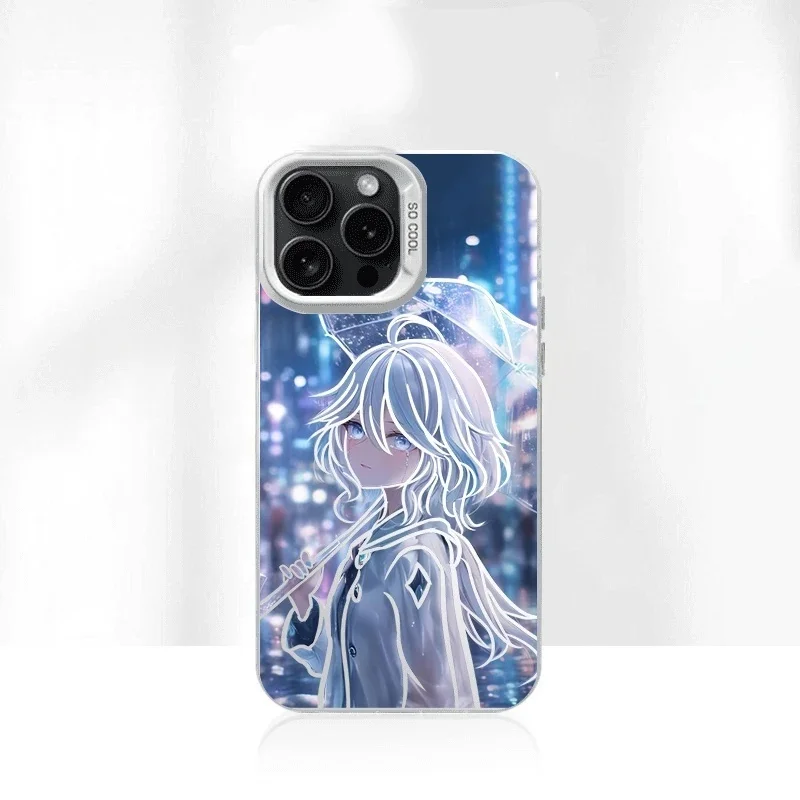 Capa de telefone chuva cidade menina furina focalors para iphone 11 12 13 14 15 16 17 pro max plus air mini genshin impacto capa à prova de choque
