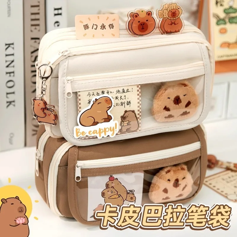 Capybara Pencil Case for Girls - High-Cutie, Large Capacity, Multi-Functional Stationery Box for Junior High School Students