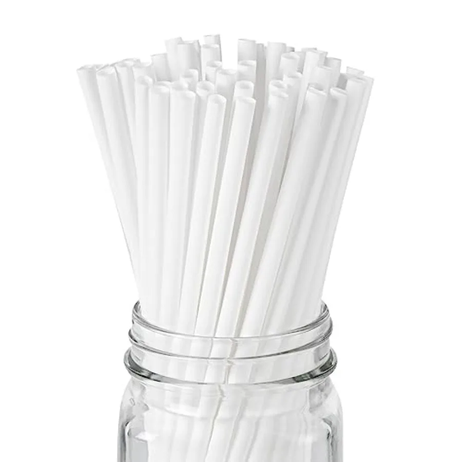 

Drinking Straws 100 Pack of 8.25 Inch PLA Disposable Straws White Durable Sustainable For Hot and Cold Drinks