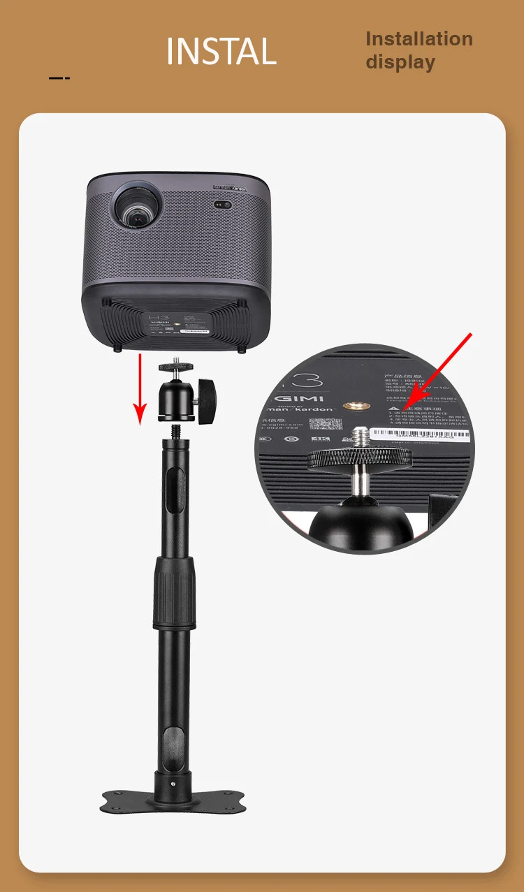 PMA-M2 270-420 مللي متر 420-710 مللي متر 10 كجم 5 كجم 6 كجم قاعدة معدنية الألومنيوم أنبوب الاستخدام المزدوج العارض جدار سقف جبل مع المسمار 1/4 بوصة