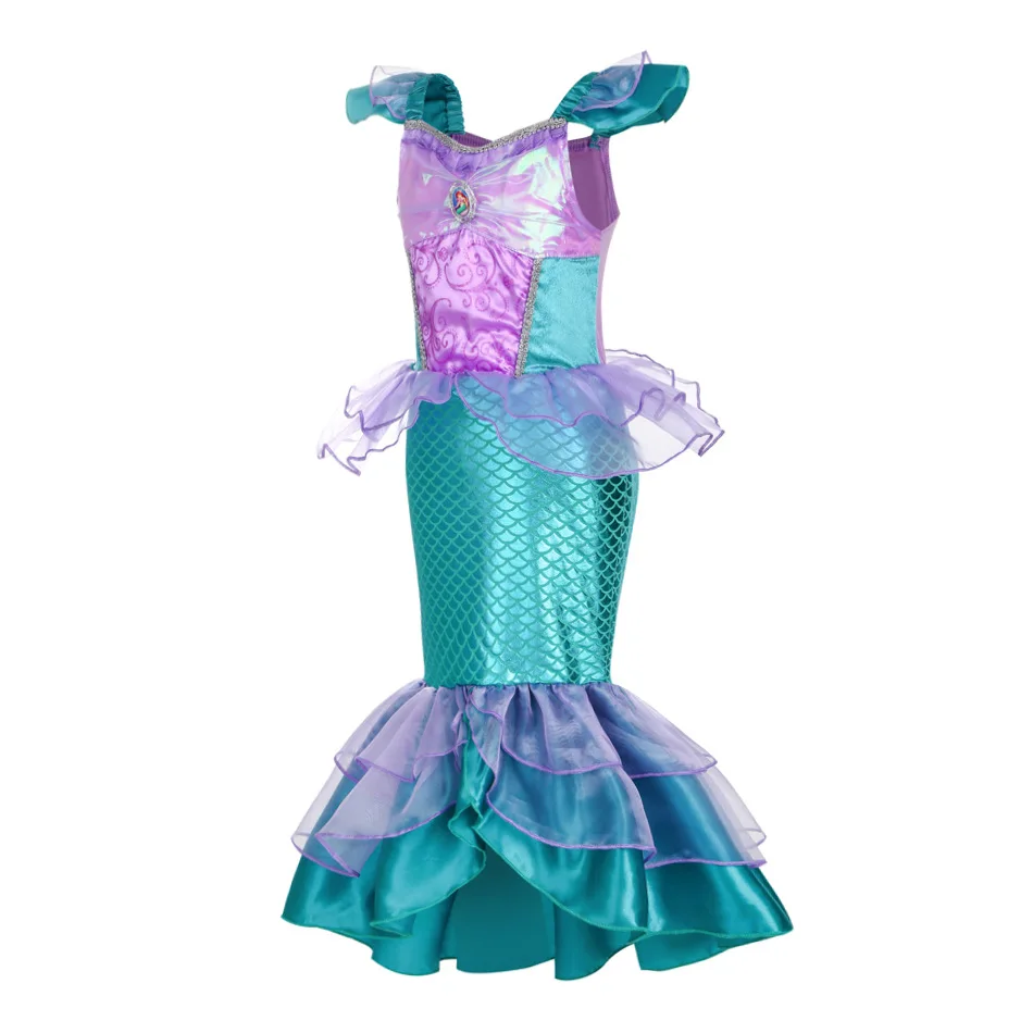 Vestido de princesa para niña, disfraz de sirenita para fiesta de fantasía, Carnaval, cumpleaños, Cosplay, Halloween