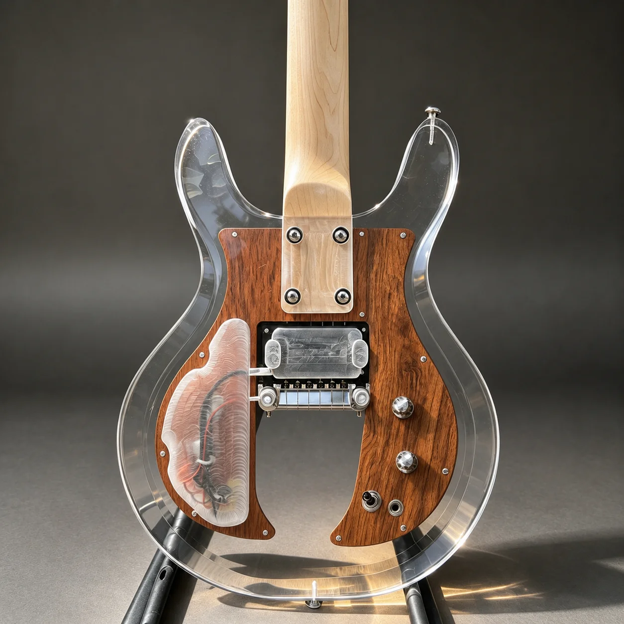 Vicers 24 Frets Electric Guitar,Transparent Acrylic Body,Dual Pickups,Maple Neck,Rosewood Fingerboard,for Rock Playing,Beginners & Professional Players