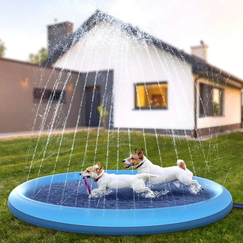 

Smmer Dog Toy Splash Sprinkler Pad for Dogs Pet Swimming Pool Interactive Outdoor Play Water Mat Toys for Dogs Cats and Children