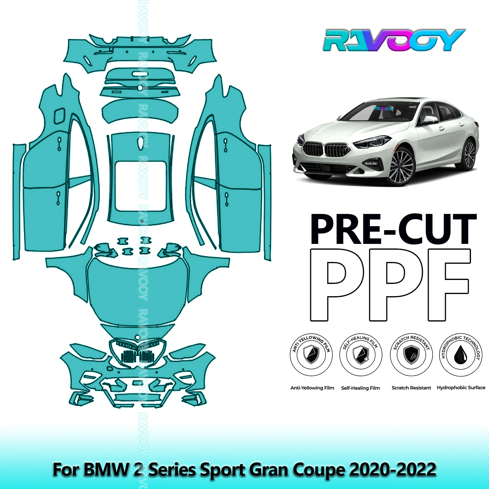 

Precut PPF Paint Protection Film Full Vehicle For BMW 2 Series Sport Gran Coupe 2020-2022