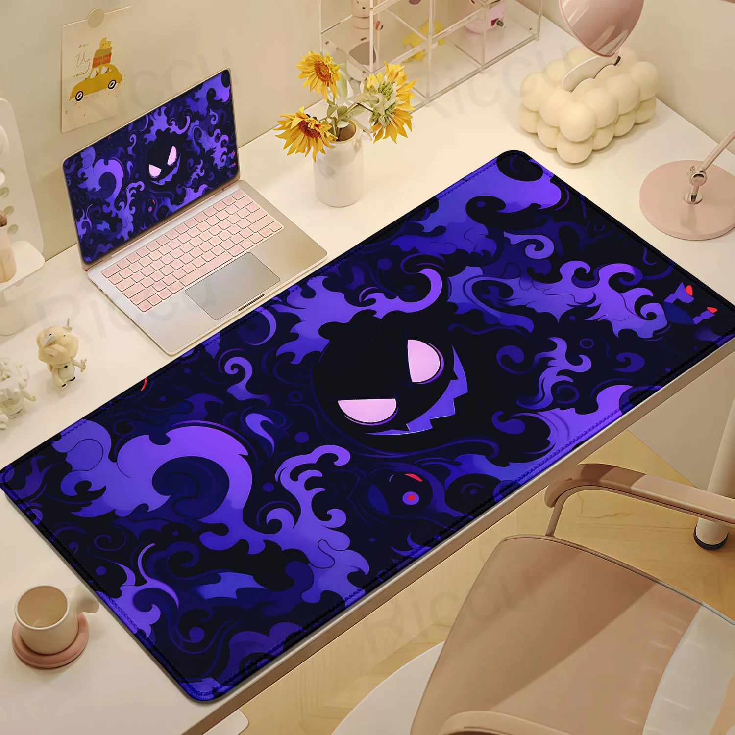 P-Pokemon G-Gengar Mouse Pad Anime Mousepad Office Accessories Gaming XXL Keyboard Pad Extended E-Sports DeskPad PC Cabinet Mat