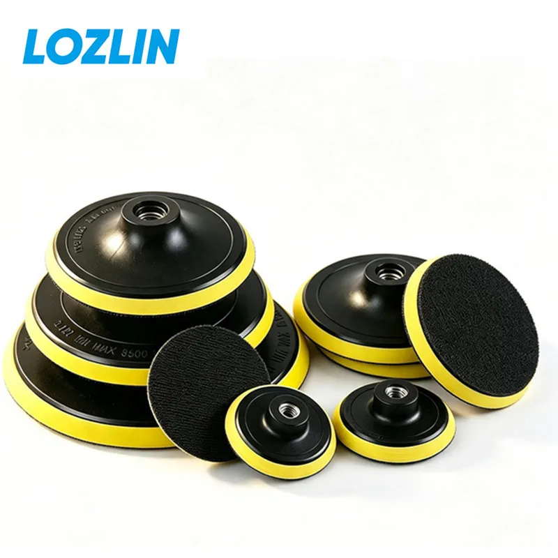 LOZLIN 3-7 inch Backing Pad Sanding Holder Disc Polishing Grinding Back Plate Drill Rod M10 M14 for Abrasive Tools Hook and Loop