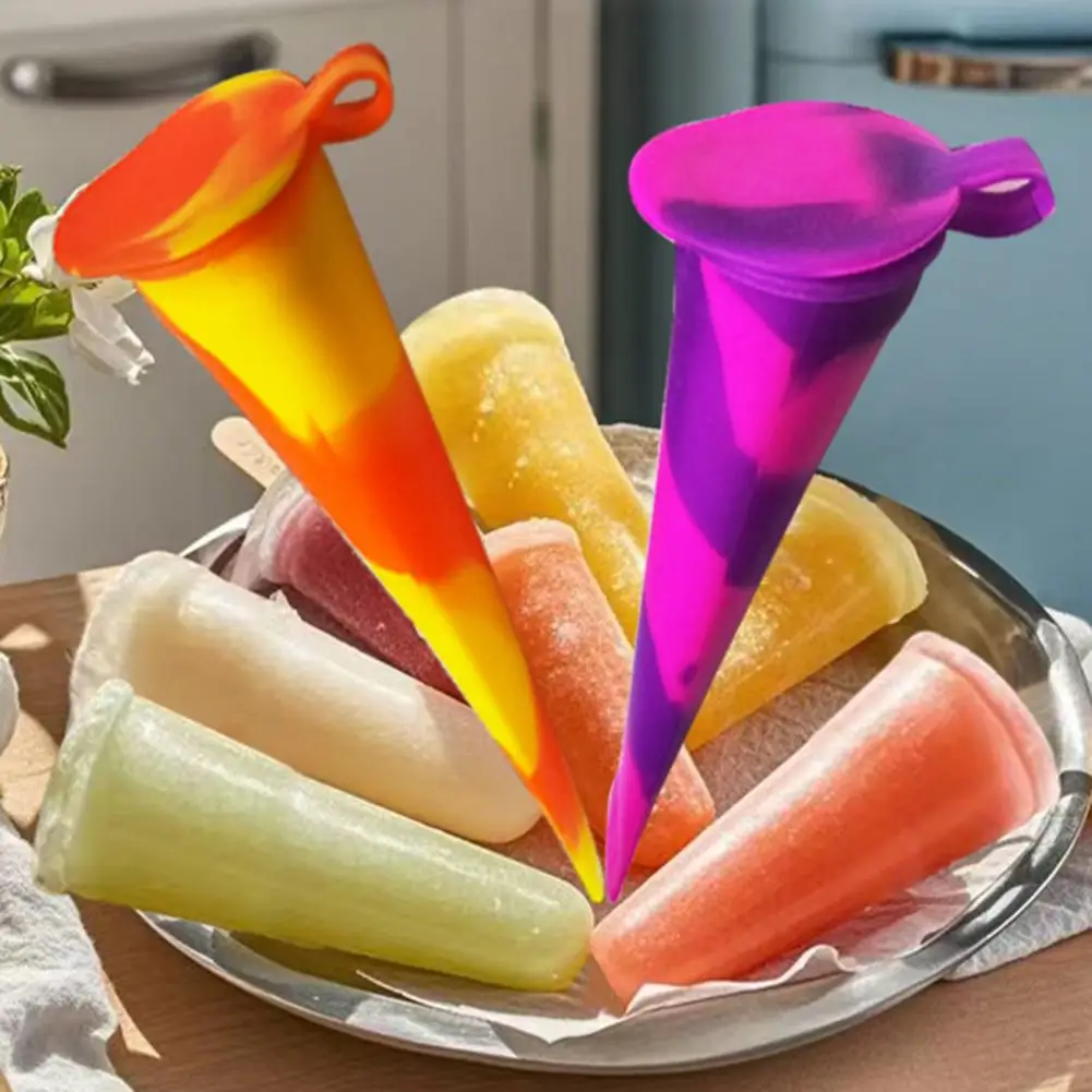 Easy-fill Molds Silicone Molds Set with Leak-proof Covers Reusable Ice Cream Tray Diy Homemade Frozen Treat Tools for Summer