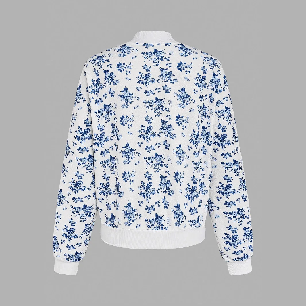 Autumn New Zipper Baseball Collar Printed Jacket Temperament Commuting Casual Versatile Jacket