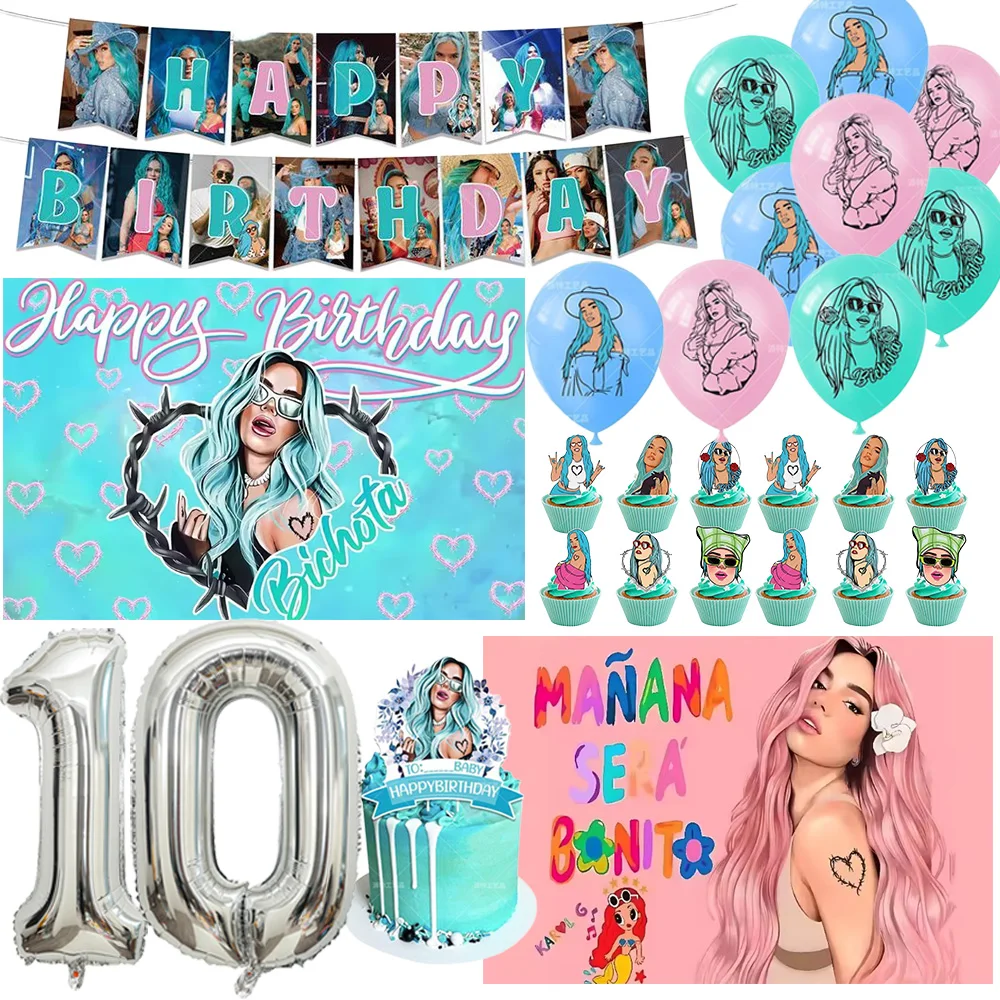 

Super Singer Star K-Karoled G Theme Birthday Party Decorations Mañana Sera Bonitoed Backdrop Balloons Cake Topper Party Supplies