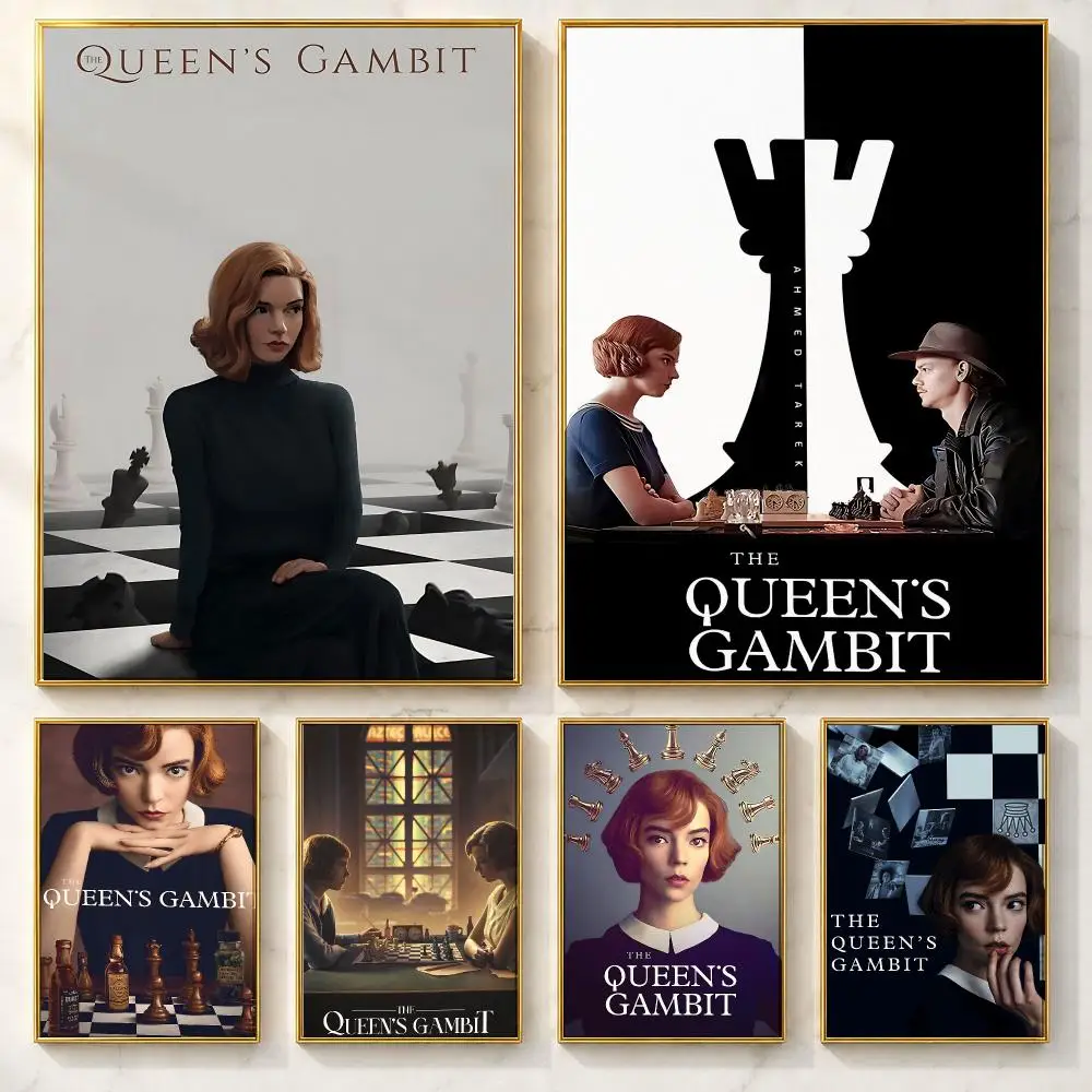 Fast-charging Series T-The Queen's GambitS Poster Self-adhesive Art Poster Decoracion Painting Wall Art White Kraft Paper Home