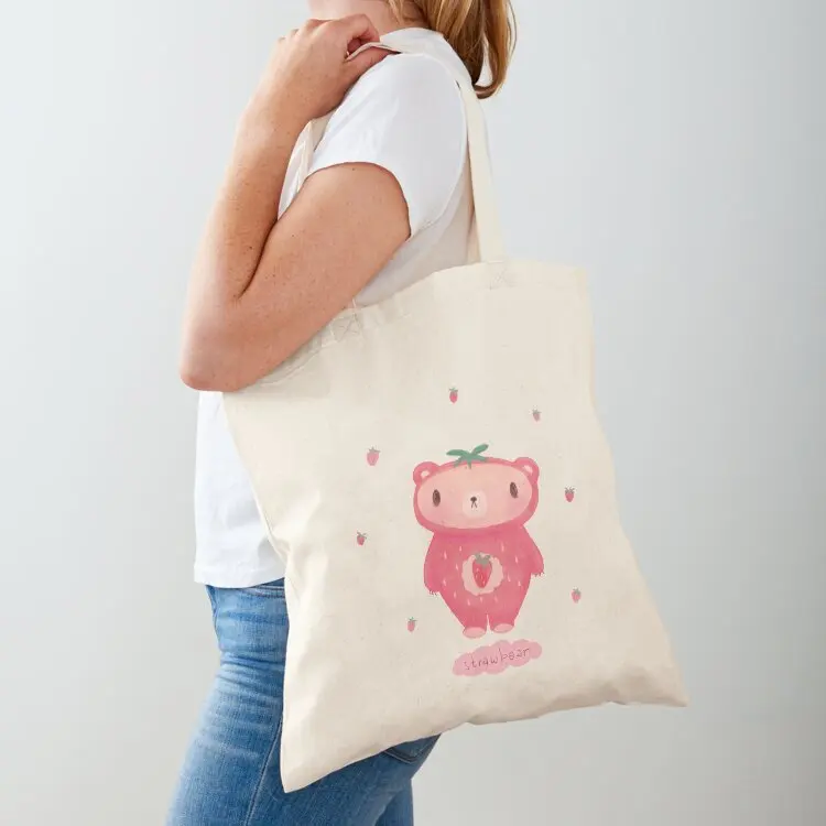 

Strawbear Strawberry Bear Tote Bag custom fabric bag Cloth bags Large bags for women
