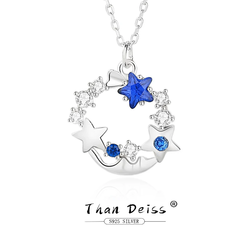 

Original Necklace Women 925 Sterling Silver Starry Undersea Pendant Light Luxury Fairy Tale Surrounding Meteor Blue Star Pendant