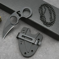 Outdoor mini high-hardness EDC pocket knife, small straight survival knife, self-defense small knife, with K sheath