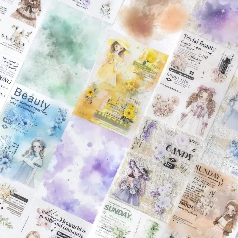 حزمة ملصقات بنمط الزهور والحبر الملون ، مواد حساب يدوية ، دفتر يوميات القصاصات ، نمط اللون ، ربط الزهور ، الإنجليزية ، ، ، من من من 20 إلى 50 #4