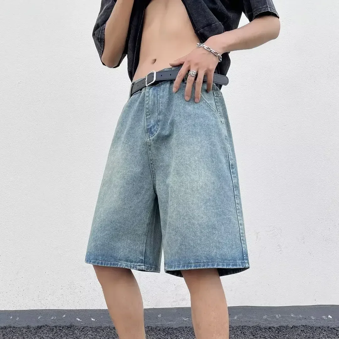 American Styled Loose Fit Men's Denim Shorts Trendy  2024 New Vintage Casual Five Piece Pants Summer Thin Shorts