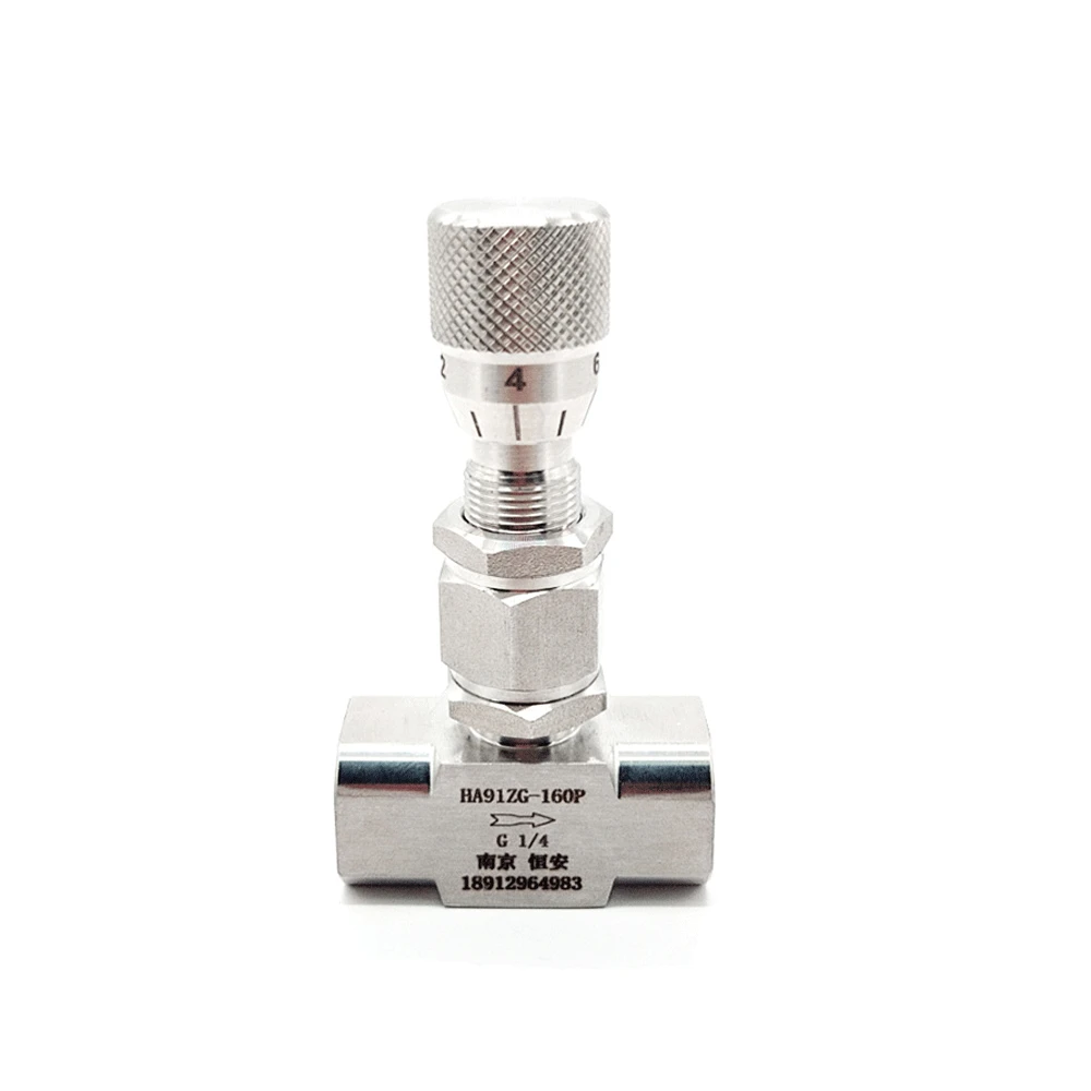 

High Precision 1/4" BSPP Female Bulkhead 316L Stainless Steel Shut Off Needle Valve Flow Micro Regulating Metering