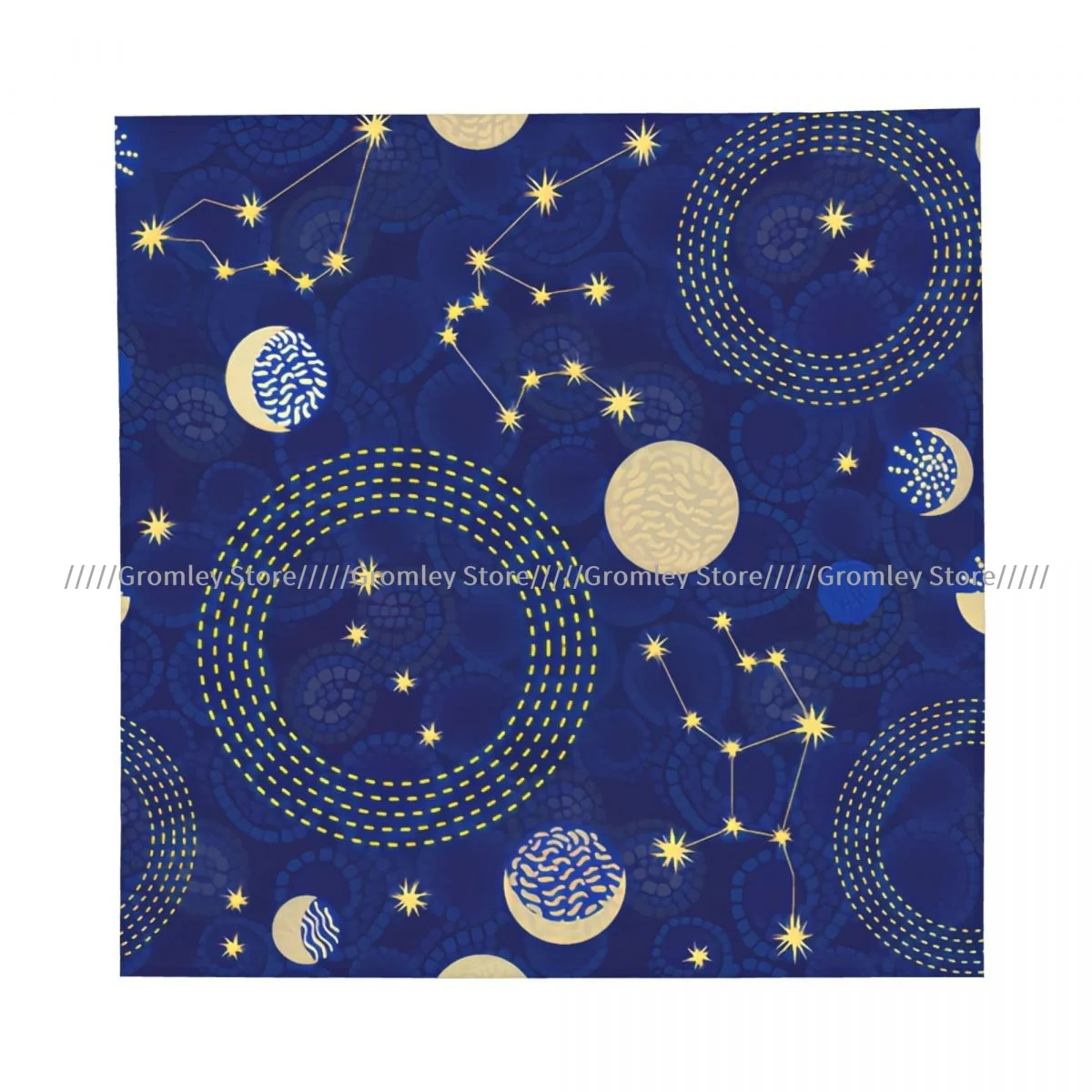 1950s 1960s Motifs Retro Constellations And Stars Square Scarf Soft Breathable Daily Kerchief