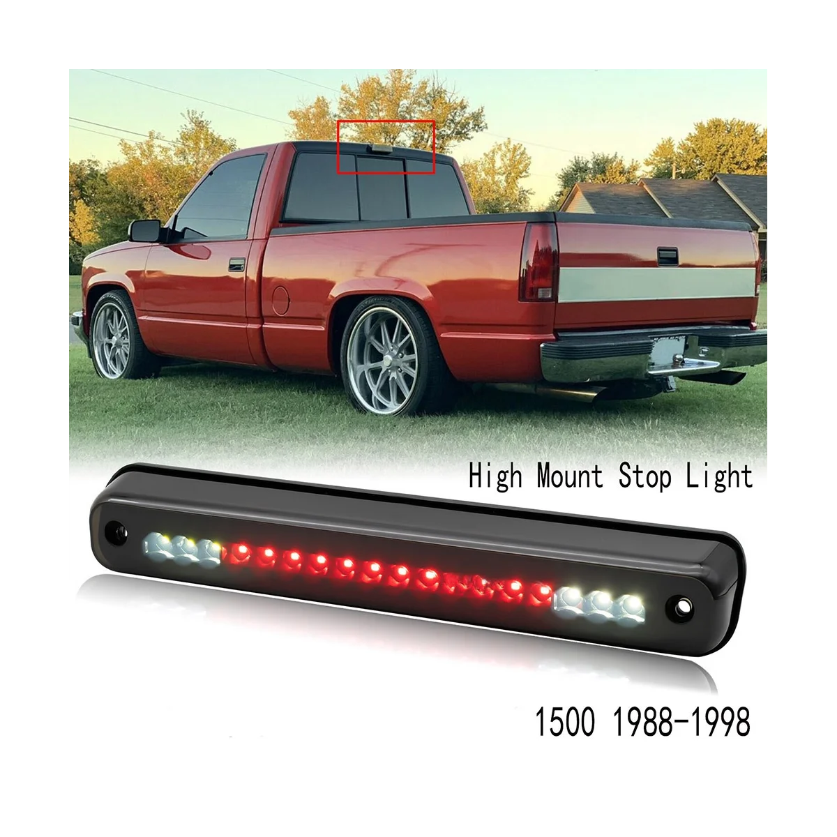 High Mount Stop Light 3Rd Tail Brake Light for Chevy Silverado GMC C/K 1500 1988-1998