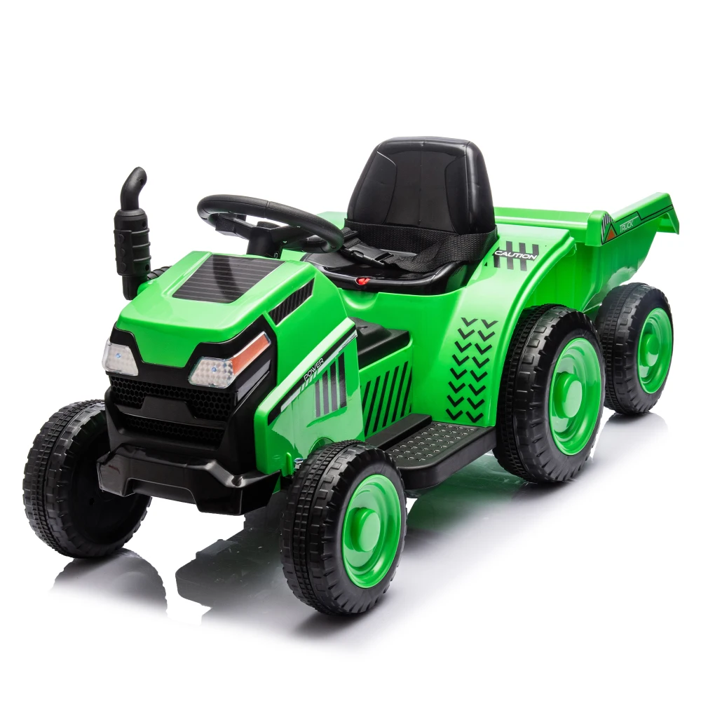 12V Kinder fahren auf Elektrotraktor Black Knight, 2WD, rutschfeste Reifen, Fußpedal, mit abnehmbarem Speicherschlepper, Bluetooth, Musik, USB