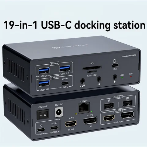 USB C KVM Switch Docking Station for 2/3 Montors 2/1 Laptops or MacBook with Displaylink,Thunderbolt Dock Support Extended Mode