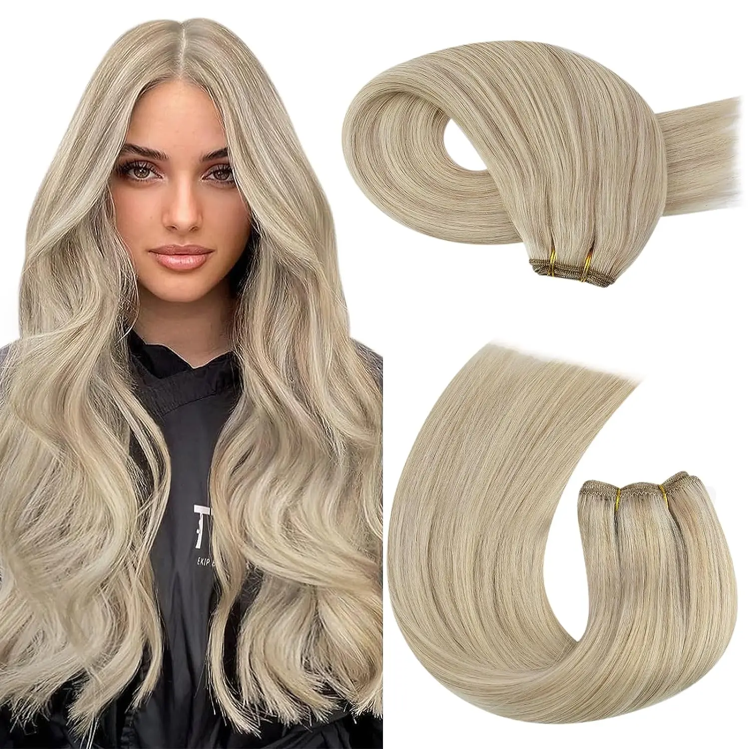 Moresoo Naai in Hair Extensions Weave Haar Menselijke Bundels Machine Remy Haar 100 Gram Dubbele Inslag Zacht Recht Menselijk Haar Inslag - afbeelding 1