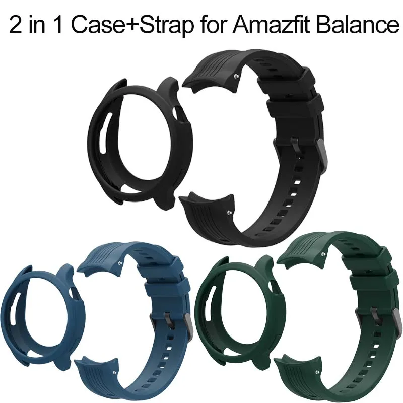 Pulseira de silicone para pulseira de relógio inteligente Huami Amazfit Balance + capa protetora