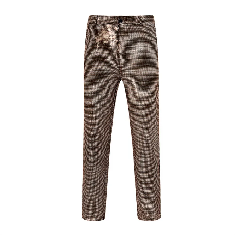 Shiny Gold Suit Pants for Men 2026 New Fashion Sequins Pants Straight Leg Stage Trousers Casual Nightclub Performance Costume