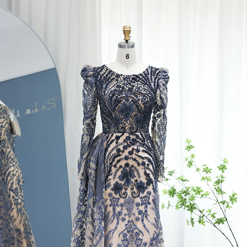 Sharon Said Dubai Schwer Kristallverziertes Übergrößen-Meerjungfrauenkleid in Braun mit Überrock für Damen, Formelles Abendkleid SS127 Maßanfertigung – Detail 16