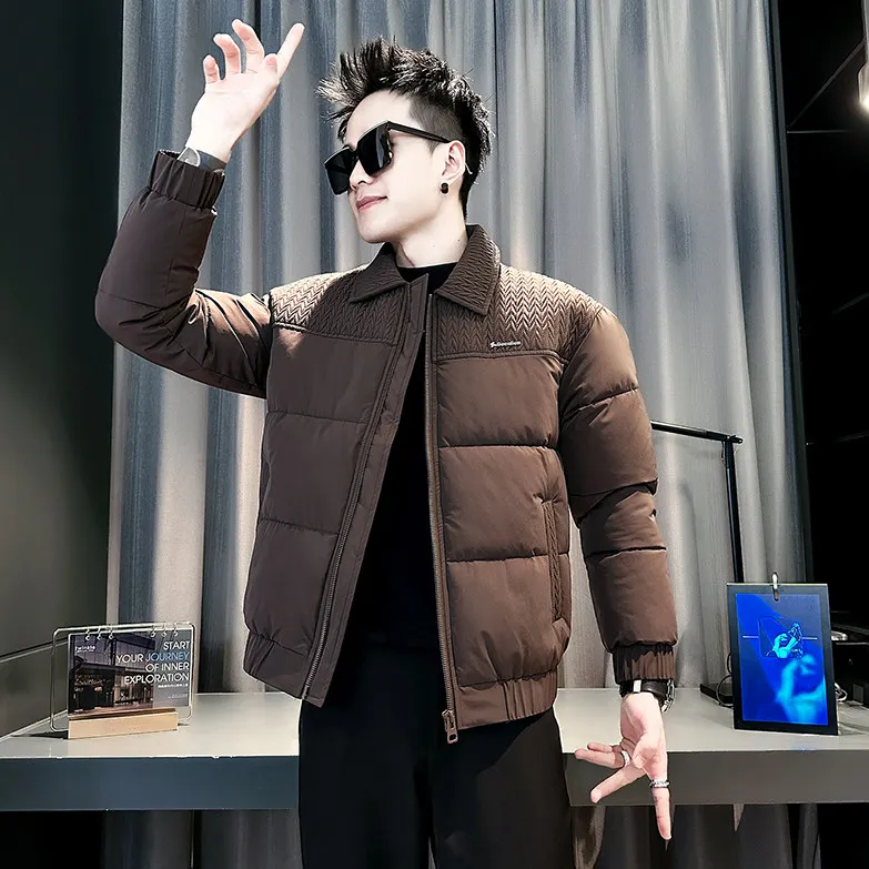 

Slim Fit Thiened Cotton Jaet XS Size Men's Winter Coat ort Sle Youth Faion Casual Wear Double Layer Collar Zipper