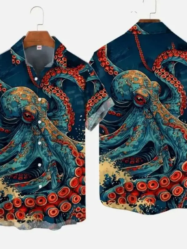 

Loose ort Sve Men's irt 3D Printed Comfortable Top Casual Collar Button down Summer Faion Basic Wide Fit