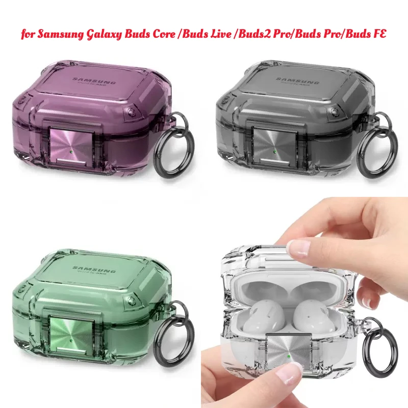 

Case for Samsung Galaxy Buds Core 2025 Buds Live 2 Pro FE Locking Switch Cover Wireless Earphones Shockproof Funda with Hook