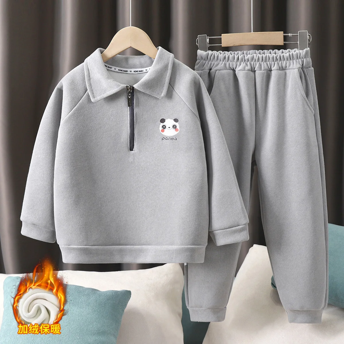 

Теплые комплекты с подкладкой для девочек, утепленный костюм для мальчиков, детский свитшот с героями мультфильмов, брюки, 2 предмета, зима-осень, детская одежда с длинными рукавами, наряды