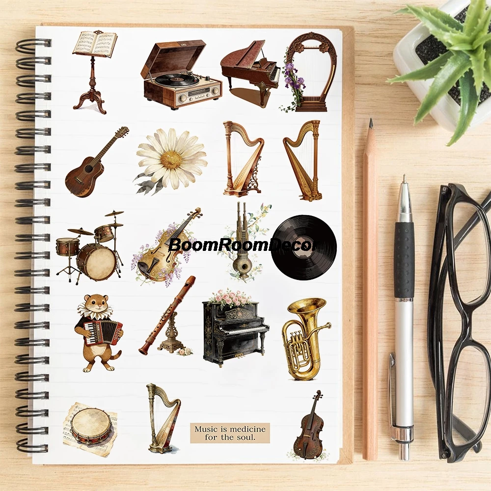 Picture Of Musical Instrument - 50PCS Vintage Musical Instruments Stickers Paper