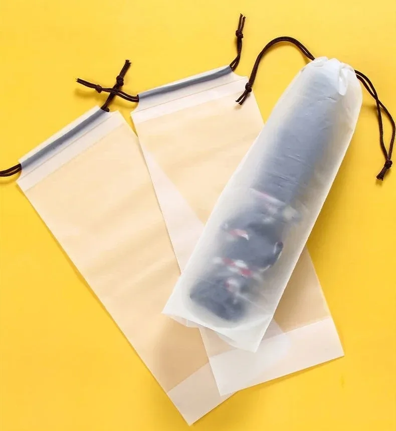 غطاء مظلة قابل للطي مقاوم للماء حقيبة سفر قابلة لإعادة الاستخدام حقيبة برباط شفافة للتخزين الرطب حمل الملحقات