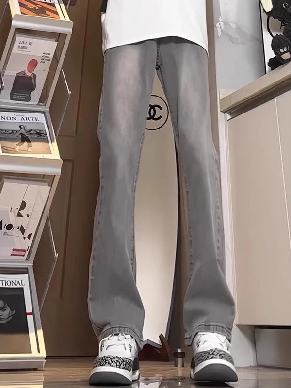 

Cleanfit American Retro Cement Grey Jeans Trendy Straight Leg Men's Pants Summer Casual Loose Fit Youth Popular Style