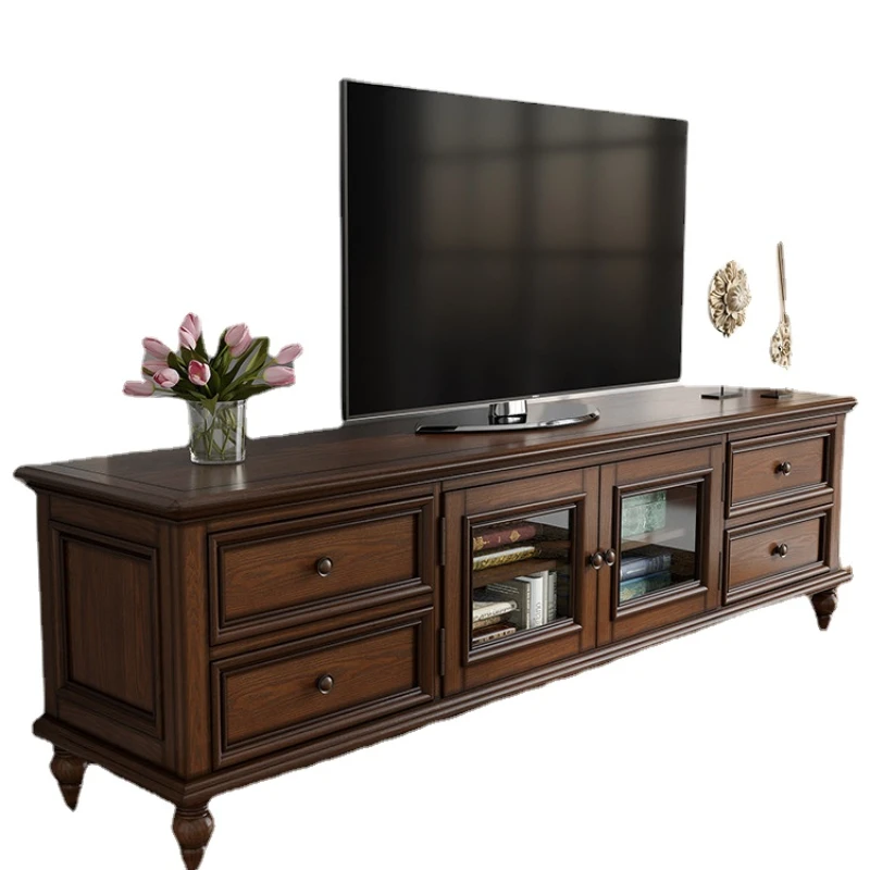 

HXL American Style Solid Wood TV Cabinet Combination Log Coffee Table TV Stand Hot Sale Furniture