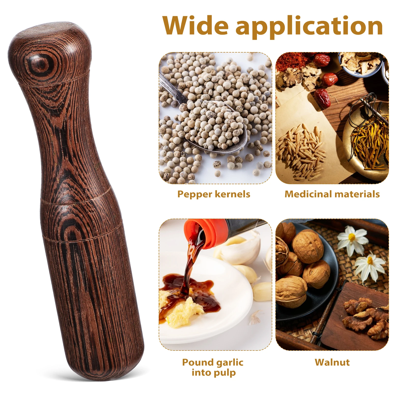 

2pcs Wood Pestle Kitchen Tool Food Masher Manual Spices Grinding Rod Seasoning Pestle Medicine Masher Stick Crusher