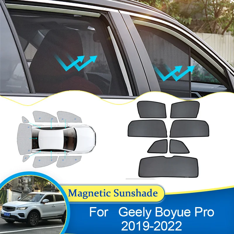 For Geely Boyue Pro Azkarra X7 Sport X70 2019 2020 2021 2022 Sunshade Shading Curtains Visor Net Mesh Car Auto Part Accessories