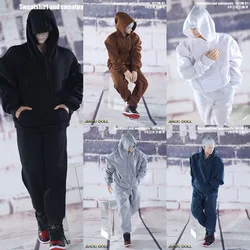 In Stock 1/6 Scale Male Soldier Loose Elastic Knitwear Hooded Sweatshirt Sport Pants Fit 12'' Action Figure Model Body Doll
