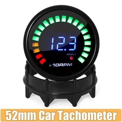 52mm Digital Car Tachometer RPM Meter For 4/6/8 Cylinder 12V Car Tach gauge Analog 20 LED Tacho Rev Counter Gauge Black Shell