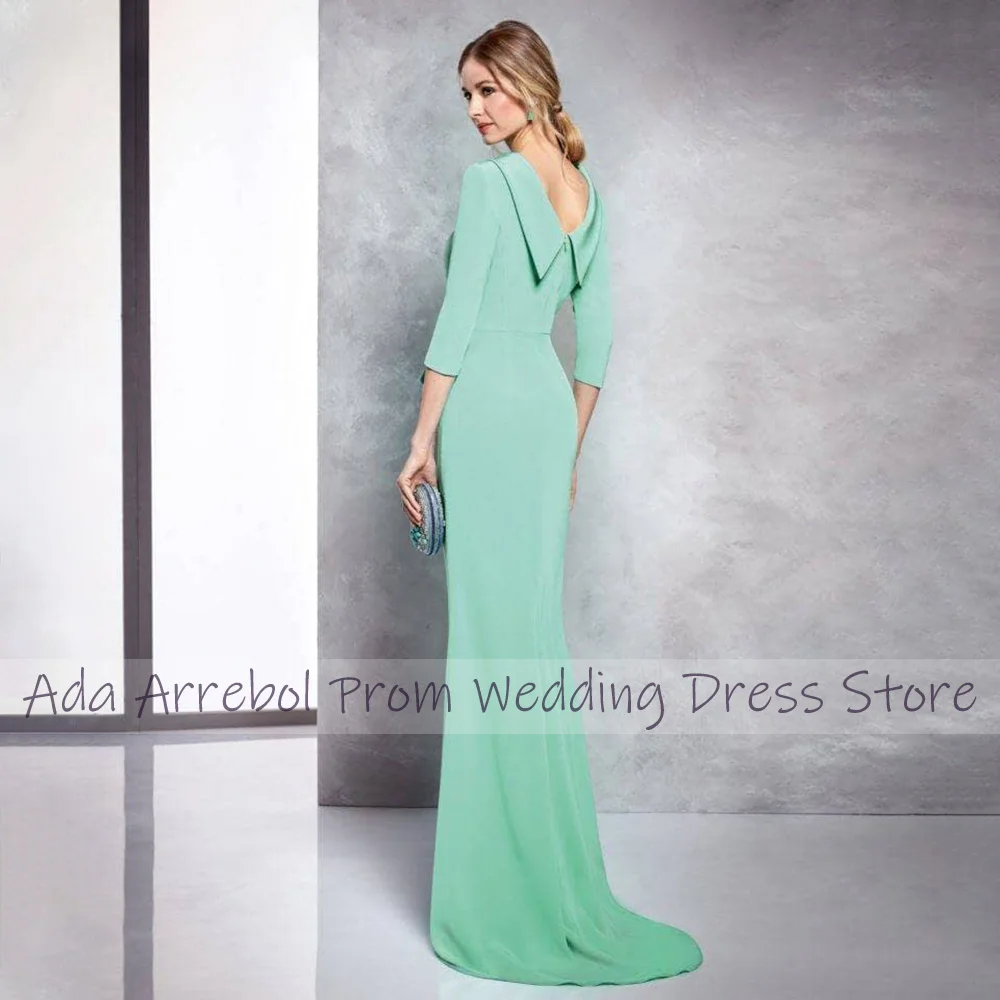 Mint Wedding Guest Dresses for Women 2024 Trumpet/Mermaid Mother of the Bride Dress Long 3/4 Sleeves Beaded Applique Forma Gowns