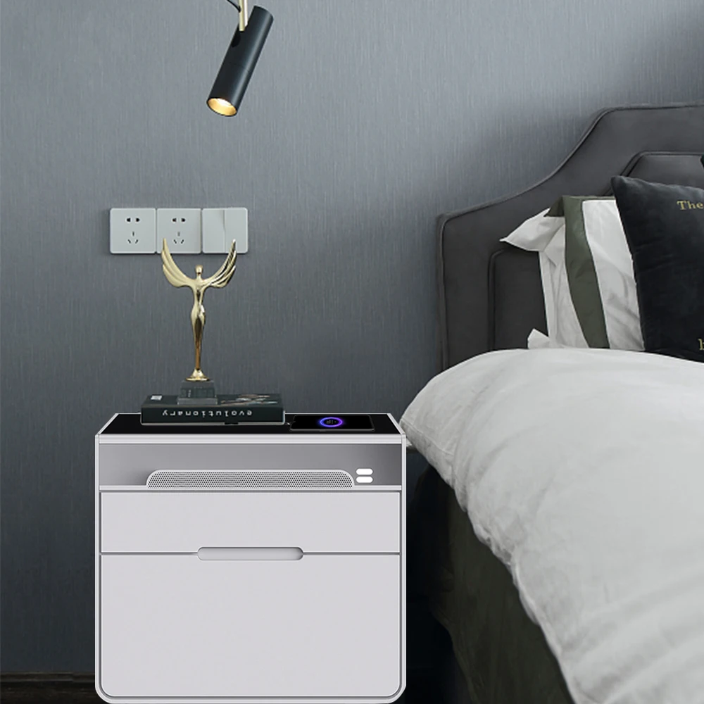 Popular Practical Dual USB Charging Smart Bedside Table With Cooling Drawer